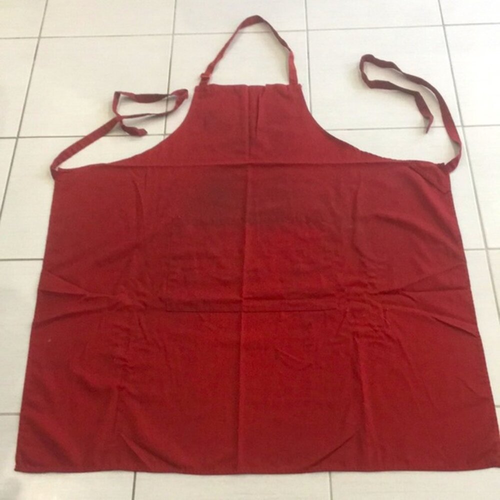 Burgundy Chefs Apron with 3 front pockets  Adjustable Neck Strap UNISEX
